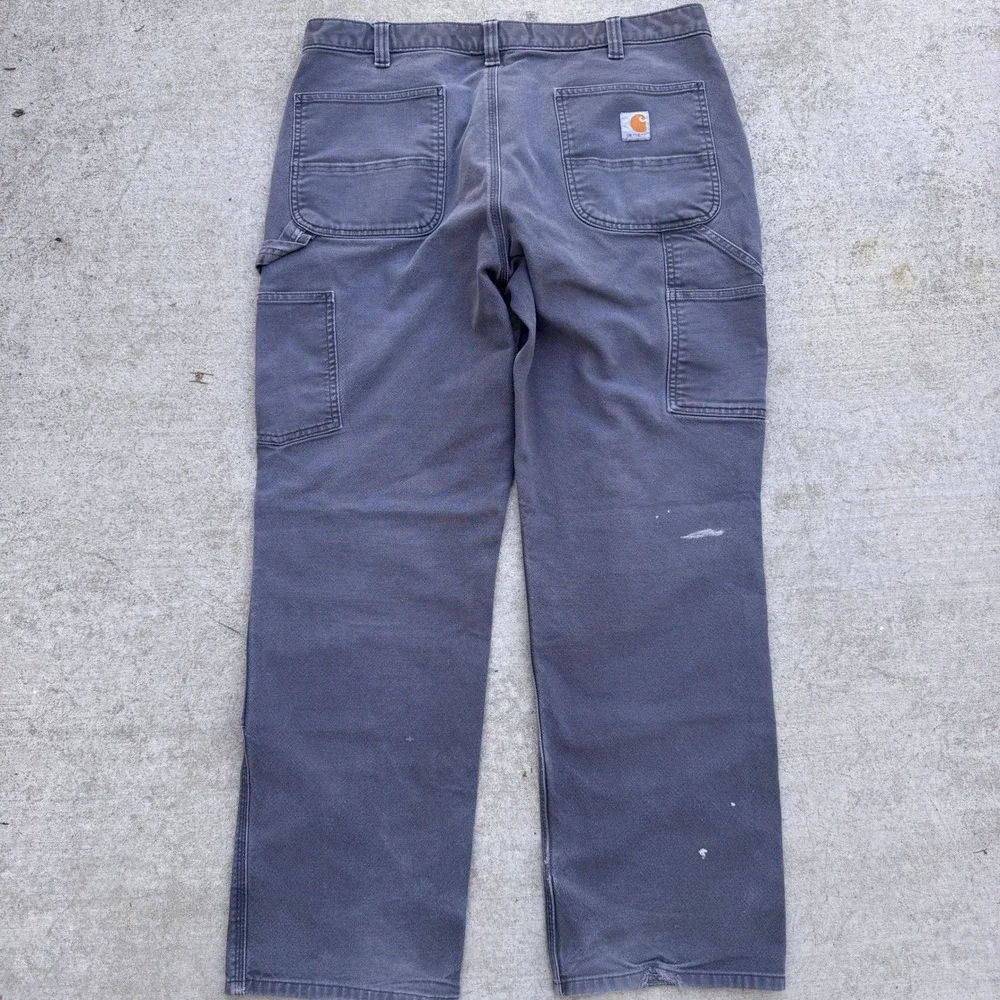 Carhartt Baggy Double Knee Carpenter Pants Mens 36x30 Faded Gray Distressed